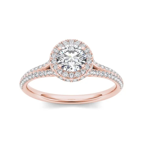 Moissanite Engagement Rings with a Sparkling Center StoneDe Couer 14k Rose Gold 1ct TDW Diamond Halo Engagement Ring - Pink