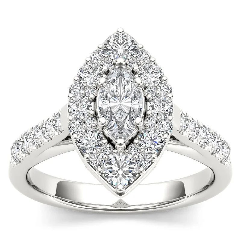 Art Nouveau - Inspired Engagement Rings with Organic MotifsDe Couer 14K White Gold 1 1/2ct TDW Marquise Shape Diamond Halo Engagement Ring