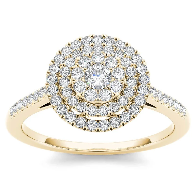 Engagement Rings with a Floral - Inspired Prong SettingDe Couer 14k Yellow Gold 1/3ct TDW Diamond Double Frame Engagement Ring