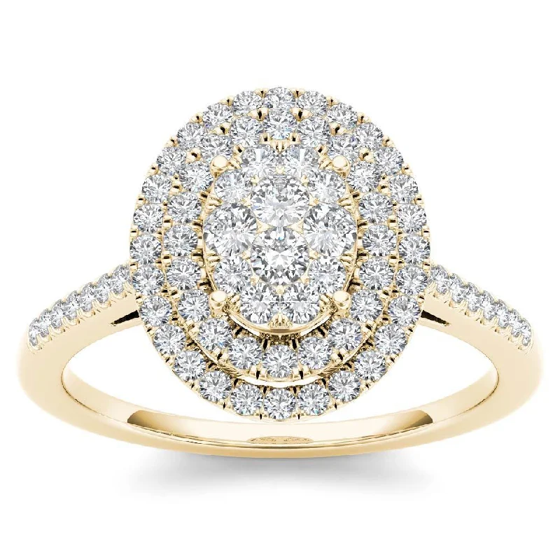 Engagement Rings with a Hidden Heart - Shaped CutoutDe Couer 14k Yellow Gold 1/3ct TDW Diamond Double Frame Engagement Ring