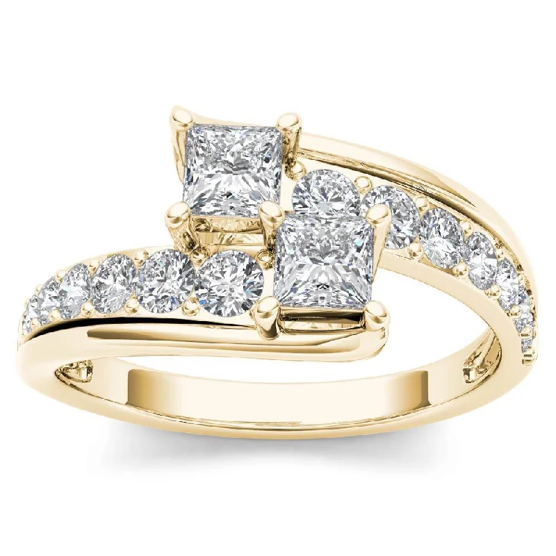 Custom - Engraved Engagement Rings with a Special MessageDe Couer 14k Yellow Gold 1ct TDW Two-Stone Diamond Engagement Ring