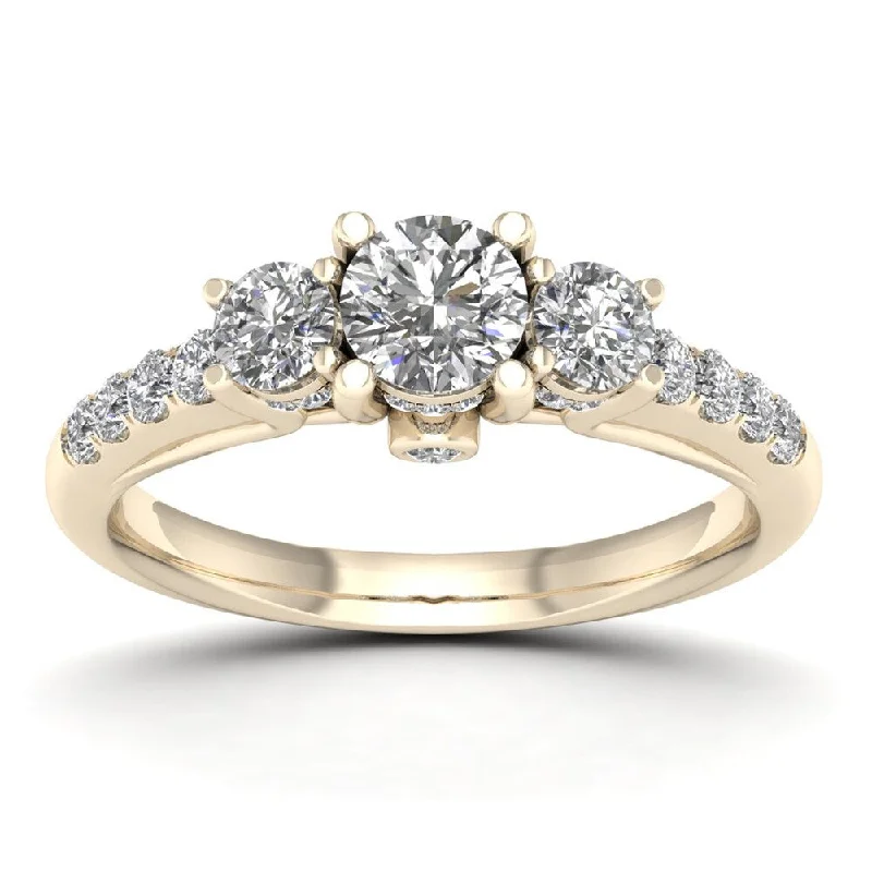 Engagement Rings with a Floral - Inspired Prong SettingDe Couer 1ct TDW Diamond Three-Stone Anniversary Ring (H-I, I2) - Yellow