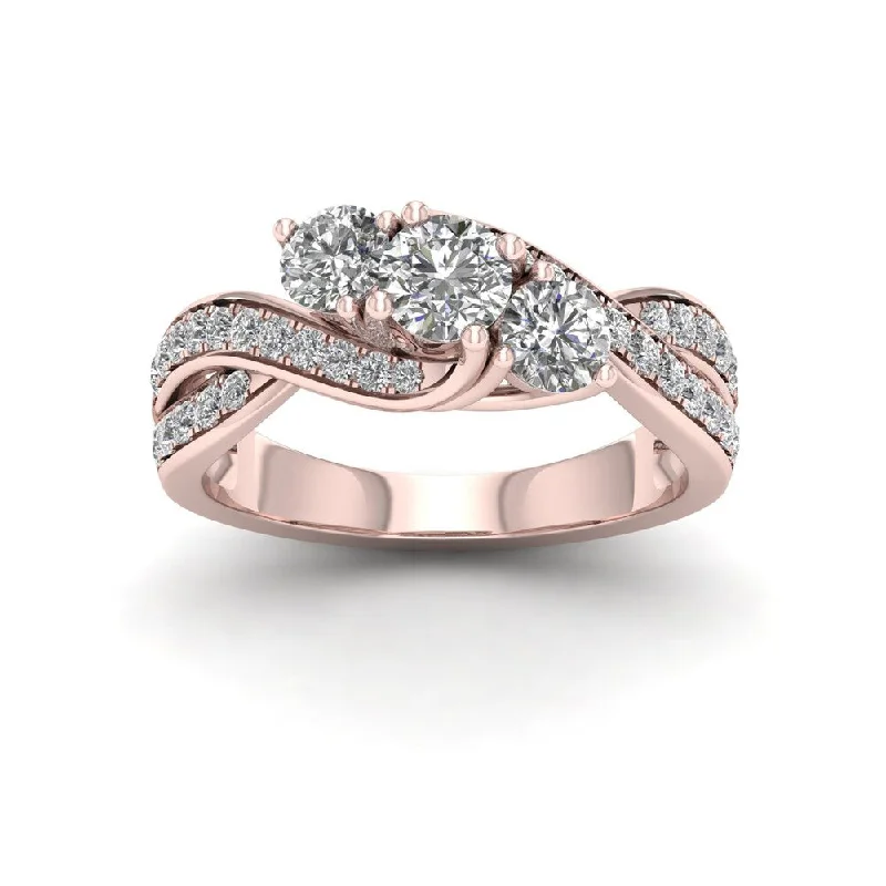 Vintage - Style Engagement Rings with Intricate ScrollworkDe Couer 1ct TDW Diamond Three Stone Engagement Ring - Pink