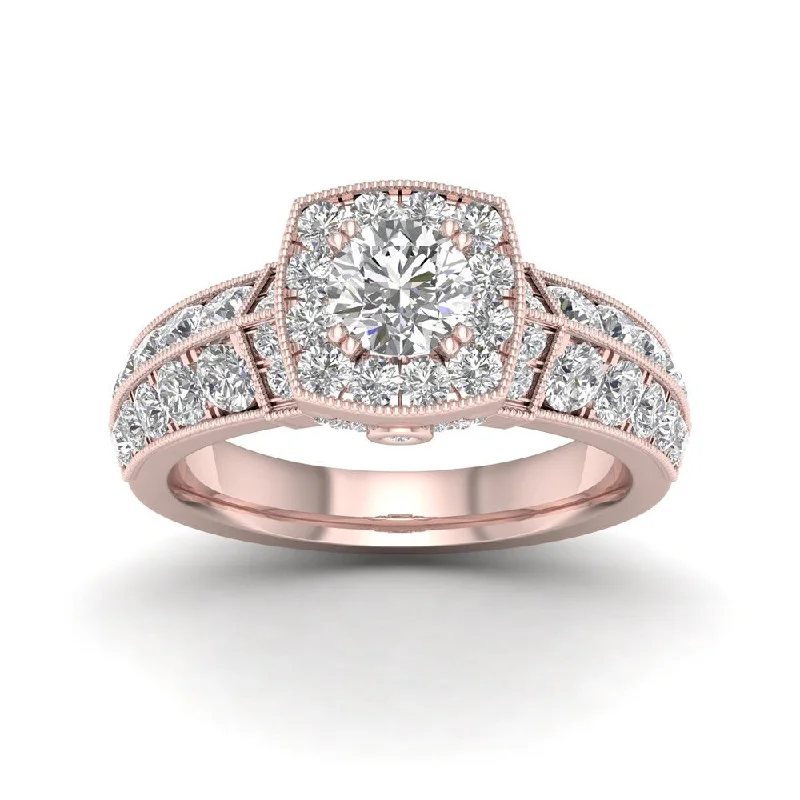 Engagement Rings with a Triple - Row Diamond BandDe Couer 2ct TDW Diamond Halo Ring (H-I, I2) - Pink