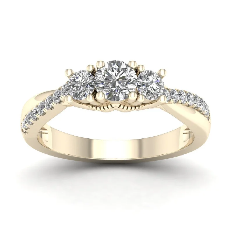 Engagement Rings with a Cathedral - Style Basket SettingDe Couer 3/4ct TDW Diamond Three Stone Anniversary Ring - Yellow