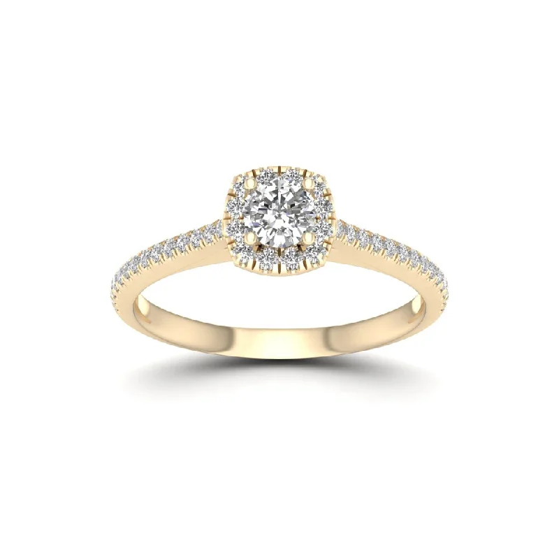 Cushion - Shaped Engagement Rings with Bead - Set DiamondsDe Couer 5/8ct TDW Diamond Halo Engagement Ring - Yellow