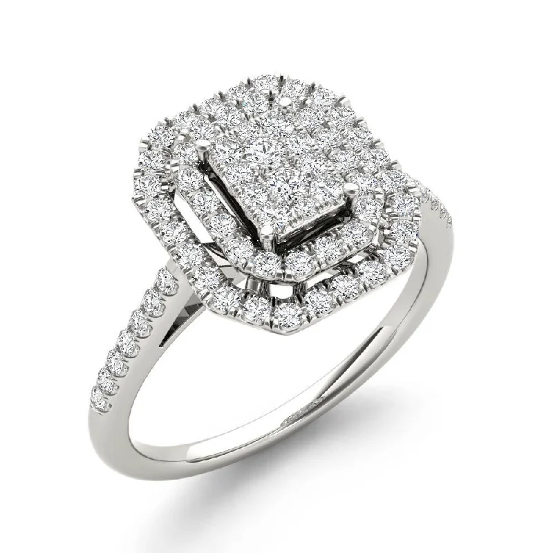 Platinum Engagement Rings with Milgrain EdgesDe Couer IGI Certified 1/2ct TDW Diamond Cluster Halo Engagement Ring