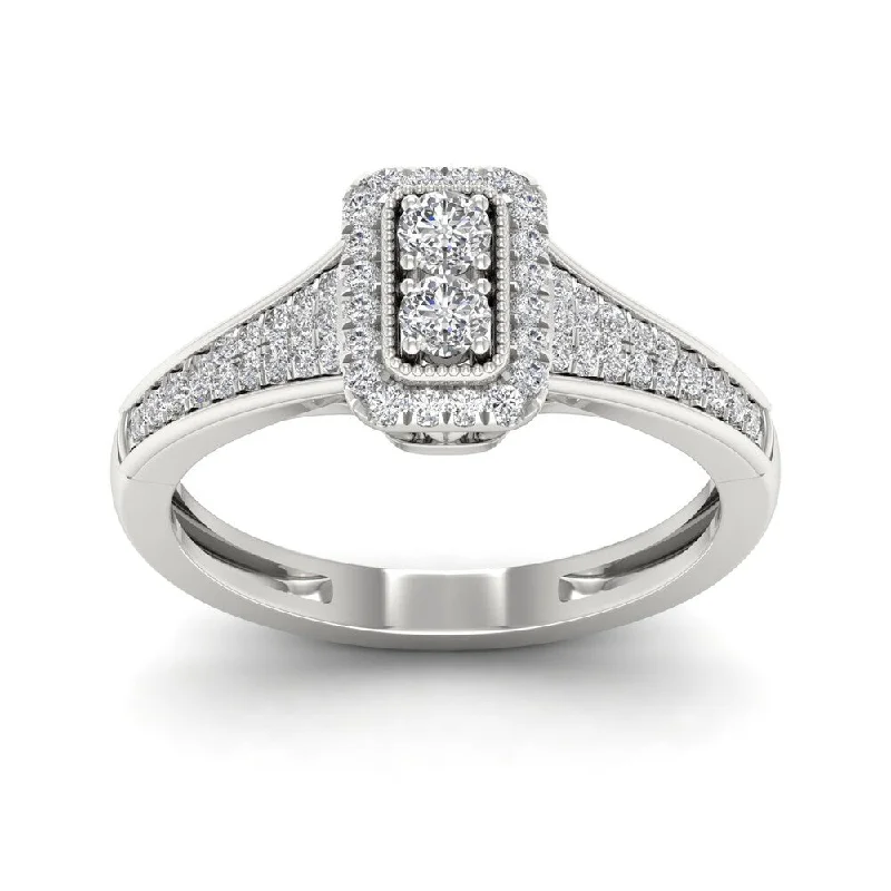 Engagement Rings with a Pavé - Set Infinity SymbolDe Couer IGI Certified 1/3ct TDW Diamond Rectangle Shape Engagement Ring - White