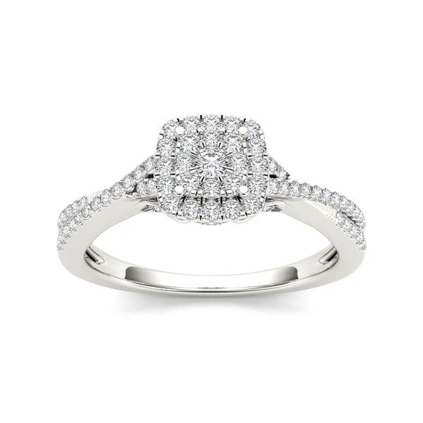 Engagement Rings with a Hidden Heart - Shaped CutoutDe Couer IGI Certified 10k Gold 1/2ct TDW Diamond Double Halo Crossover Engagement Ring