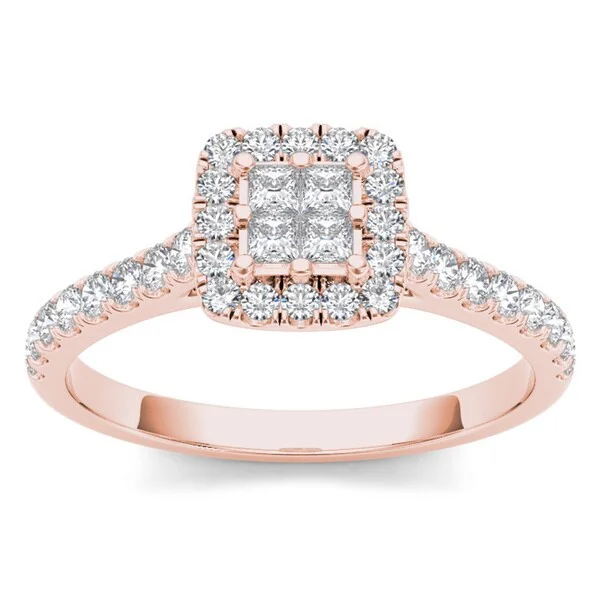 Sapphire - Centered Engagement Rings with Diamond HaloDe Couer IGI Certified 10k Rose Gold 1/2ct TDW Diamond Halo Engagement Ring