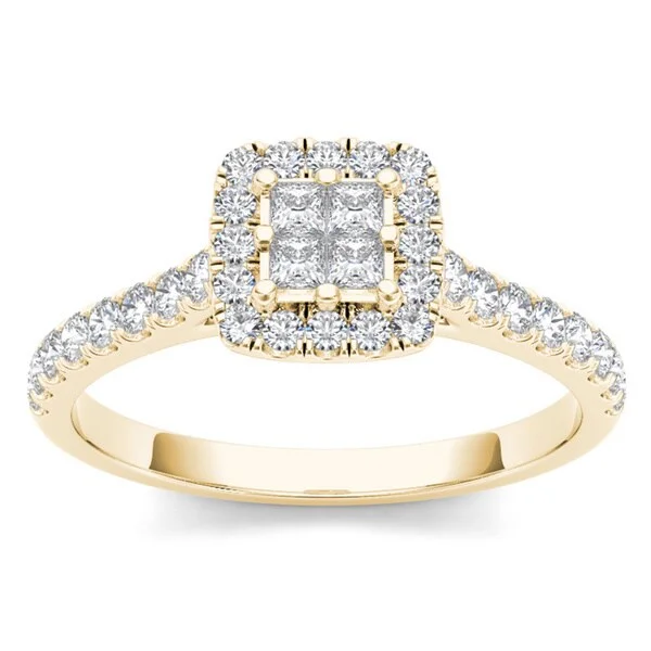 Engagement Rings with a Floral - Inspired Prong SettingDe Couer IGI Certified 10k Yellow Gold 1/2ct TDW Diamond Halo Engagement Ring