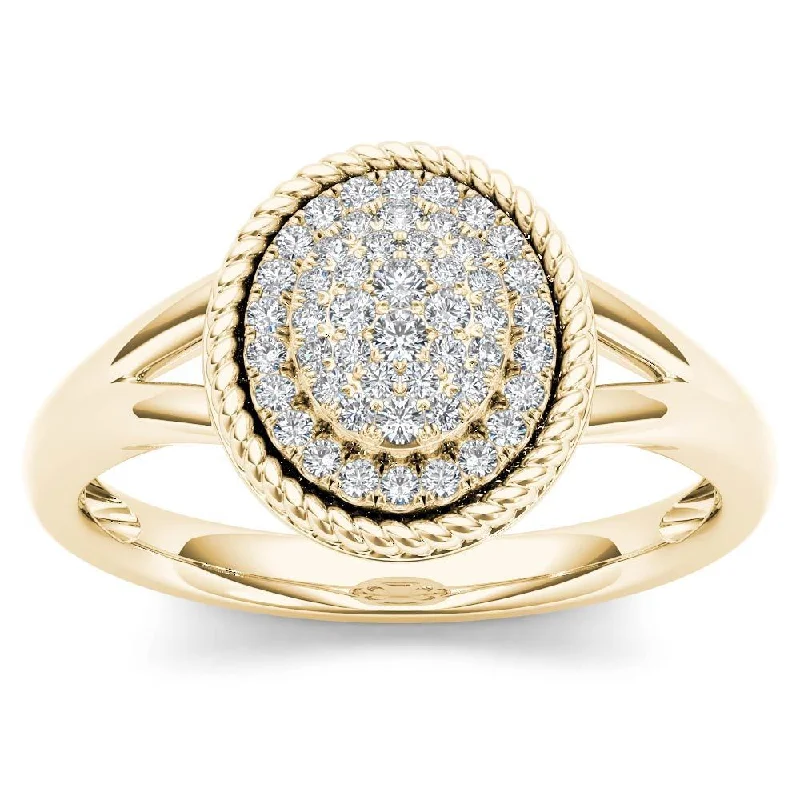 Cushion - Shaped Engagement Rings with Bead - Set DiamondsDe Couer IGI Certified 10k Yellow Gold 1/5ct TDW Diamond Halo Engagement Ring