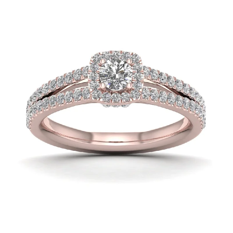 Rose - Cut Diamond Engagement Rings with a Rustic CharmDe Couer IGI Certified 3/4ct TDW Diamond Split Shank Ring - Pink