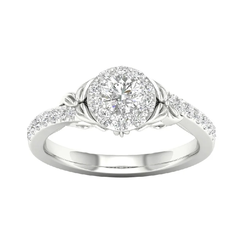 Moissanite Engagement Rings with a Sparkling Center StoneDeCouer 14k Gold 5/8ct TDW Diamond Halo Engagement Ring