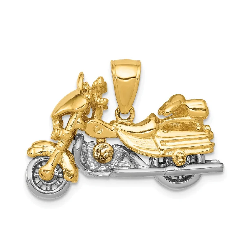 Bone - Carved Pendants with Tribal - Inspired SymbolsBone - Carved Pendants with Tribal - Inspired Symbols14k Two Tone Gold 3D Moveable Motorcycle Pendant