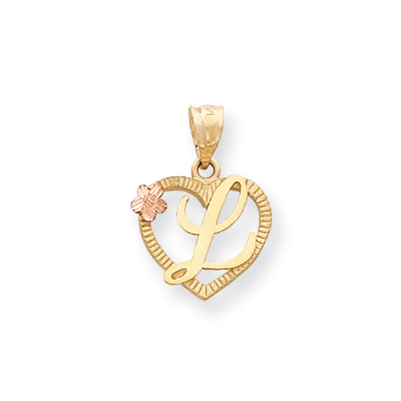 Sterling Silver Pendants with Hand - Engraved Family CrestsSterling Silver Pendants with Hand - Engraved Family Crests14k Two Tone Gold Grace Collection 15mm Heart Initial L Pendant