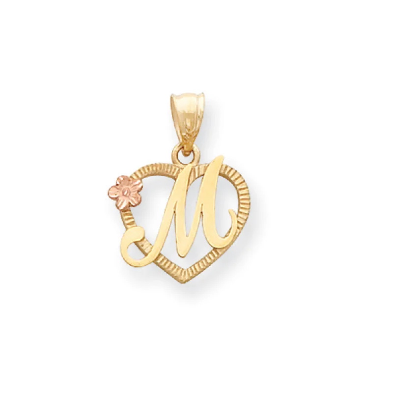 Crystal - Encrusted Pendants in the Shape of a CrownCrystal - Encrusted Pendants in the Shape of a Crown14k Two Tone Gold Grace Collection 15mm Heart Initial M Pendant