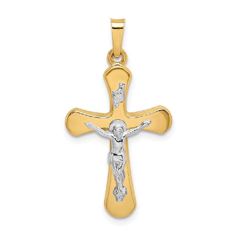 Stainless Steel Pendants with Laser - Etched Motivational QuotesStainless Steel Pendants with Laser - Etched Motivational Quotes14k Two Tone Gold Hollow INRI Crucifix Rounded Cross Pendant