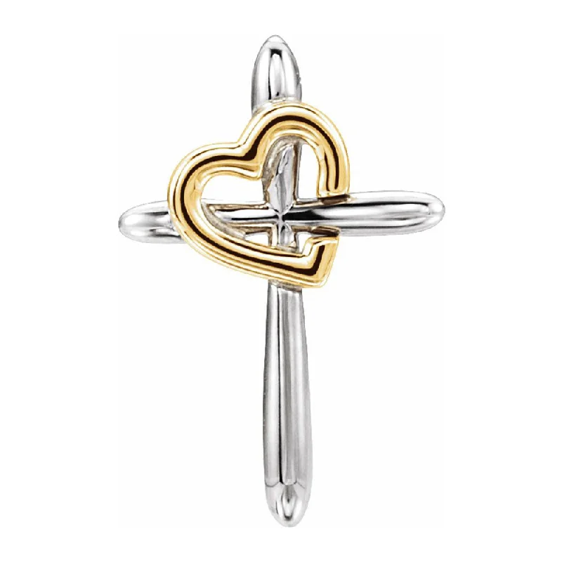 Sterling Silver Pendants with Hand - Engraved Family CrestsSterling Silver Pendants with Hand - Engraved Family Crests14K Two Tone, White or Yellow Gold Cross Heart Slide Pendant, 13x20mm