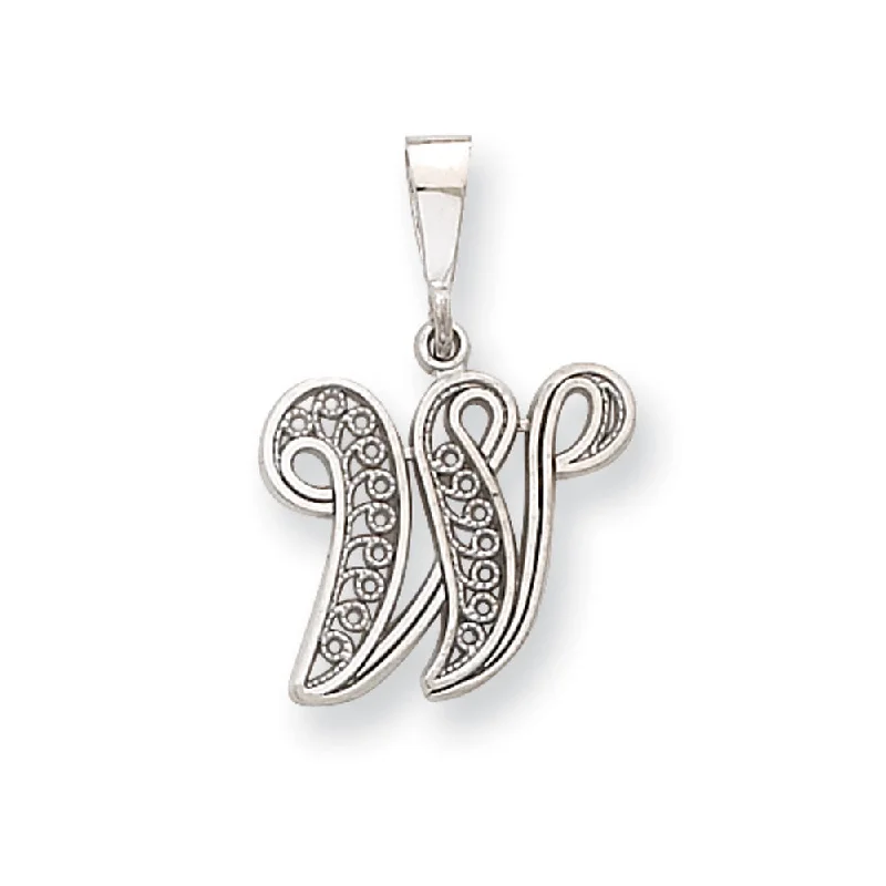 Crystal - Encrusted Pendants in the Shape of a CrownCrystal - Encrusted Pendants in the Shape of a Crown14k White Gold, Maci Collection, Filigree Script Initial W Pendant