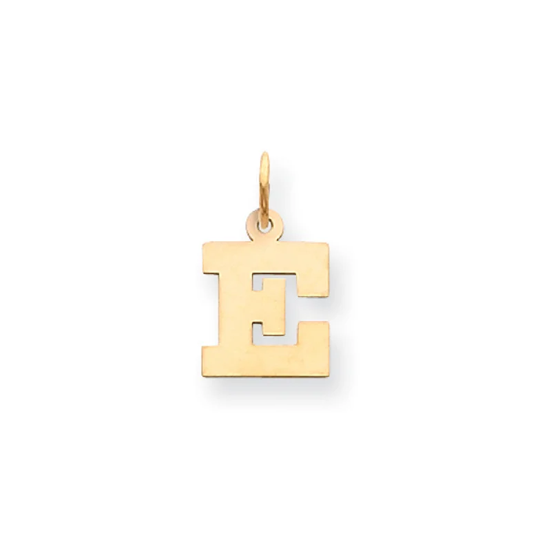 Leather - Wrapped Pendants with Brass Stud EmbellishmentsLeather - Wrapped Pendants with Brass Stud Embellishments14k Yellow Gold, Amanda Collection, Small Block Initial E Pendant