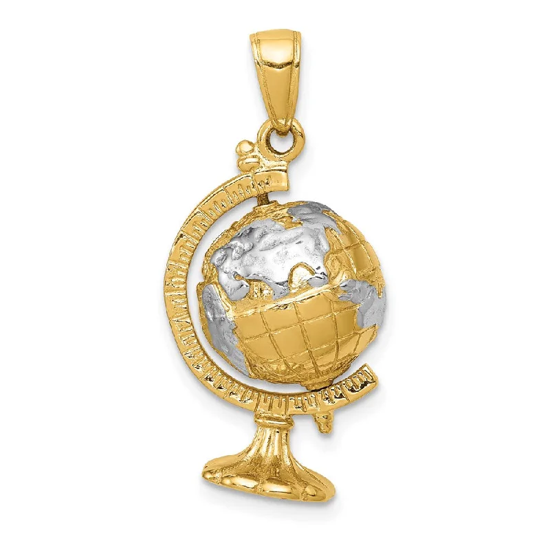 Lapis Lazuli Pendants with Gold - Leaf AccentsLapis Lazuli Pendants with Gold - Leaf Accents14k Yellow Gold and White Rhodium 3D Spinning Globe Pendant