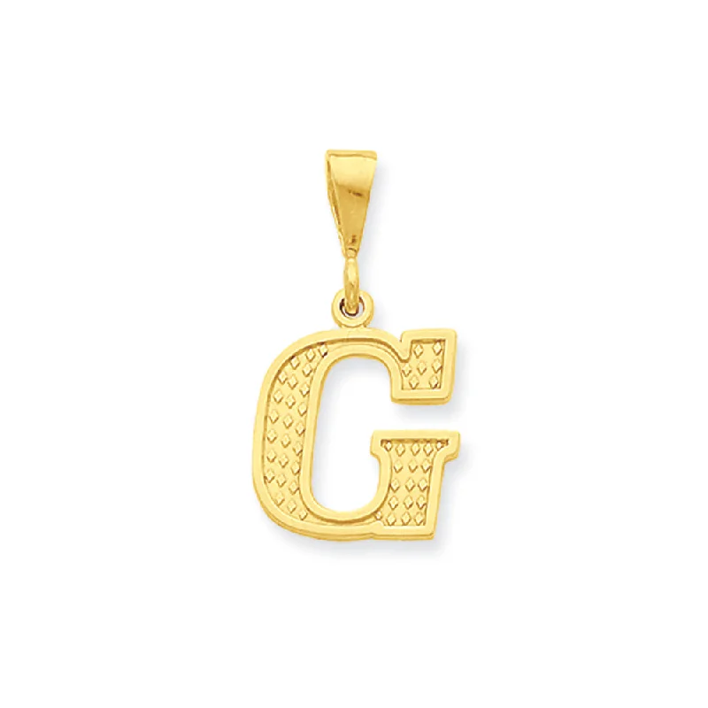 Hand - Carved Wooden Pendants with Folk - Art MotifsHand - Carved Wooden Pendants with Folk - Art Motifs14k Yellow Gold, Ashley Collection, Textured Initial G Pendant