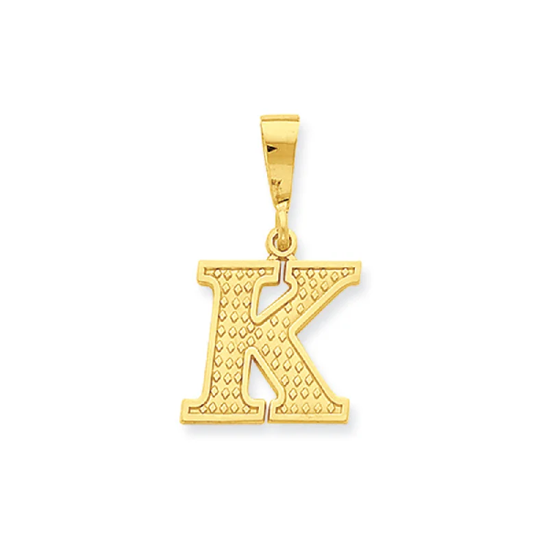 Recycled Metal Pendants with Upcycled Jewelry ComponentsRecycled Metal Pendants with Upcycled Jewelry Components14k Yellow Gold, Ashley Collection, Textured Initial K Pendant