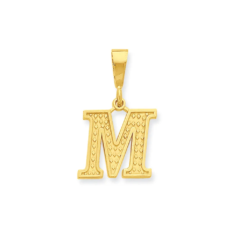 Sterling Silver Pendants with Hand - Engraved Family CrestsSterling Silver Pendants with Hand - Engraved Family Crests14k Yellow Gold, Ashley Collection, Textured Initial M Pendant