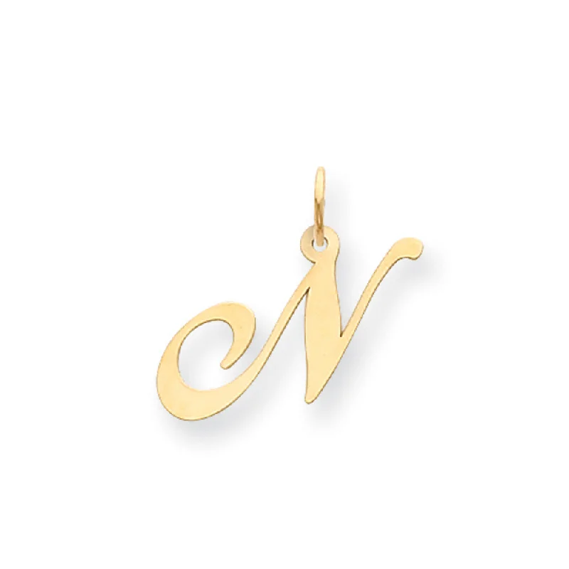 Rose - Quartz Pendants with Heart - Shaped CutoutsRose - Quartz Pendants with Heart - Shaped Cutouts14k Yellow Gold, Ella Collection Medium Fancy Script Initial N Pendant