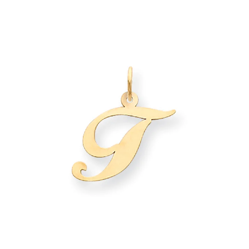 Rose - Quartz Pendants with Heart - Shaped CutoutsRose - Quartz Pendants with Heart - Shaped Cutouts14k Yellow Gold, Ella Collection Medium Fancy Script Initial T Pendant