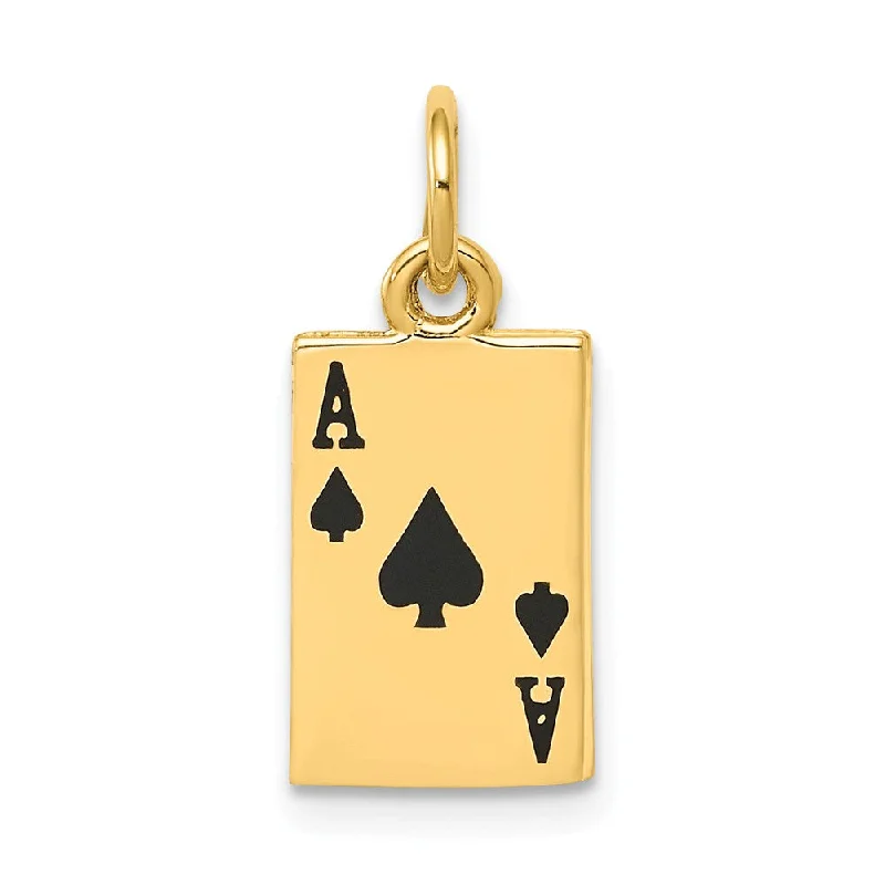 Stainless Steel Pendants with Laser - Etched Motivational QuotesStainless Steel Pendants with Laser - Etched Motivational Quotes14k Yellow Gold Enameled Ace of Spades Card Charm