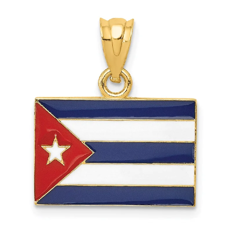 Recycled Metal Pendants with Upcycled Jewelry ComponentsRecycled Metal Pendants with Upcycled Jewelry Components14k Yellow Gold Enameled Cuba Flag Pendant