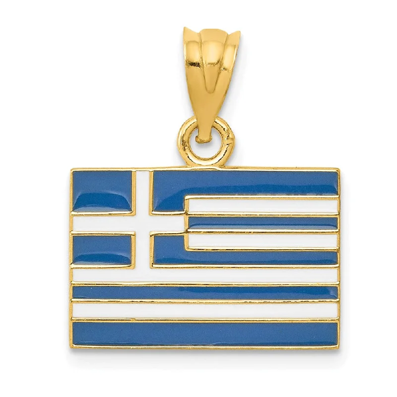 Coral - Trimmed Pendants with Seashell and Pearl AccentsCoral - Trimmed Pendants with Seashell and Pearl Accents14k Yellow Gold Enameled Greece Flag Pendant