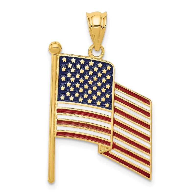 Gold - Plated Pendants with Enameled Floral BouquetsGold - Plated Pendants with Enameled Floral Bouquets14k Yellow Gold Enameled Waving American Flag Pendant