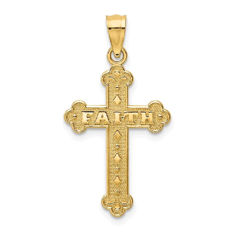 Copper Pendants with Hammered and Patinated FinishesCopper Pendants with Hammered and Patinated Finishes14k Yellow Gold Faith Budded Cross Pendant, 15 x 29mm