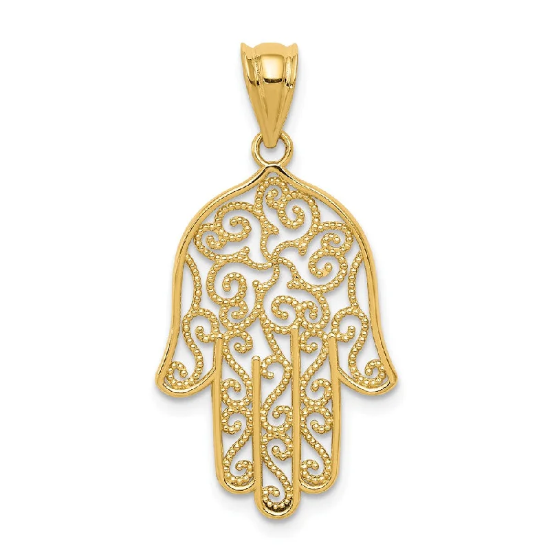 Gold - Plated Pendants with Enameled Floral BouquetsGold - Plated Pendants with Enameled Floral Bouquets14k Yellow Gold Filigree Hamsa Pendant, 16 x 31mm