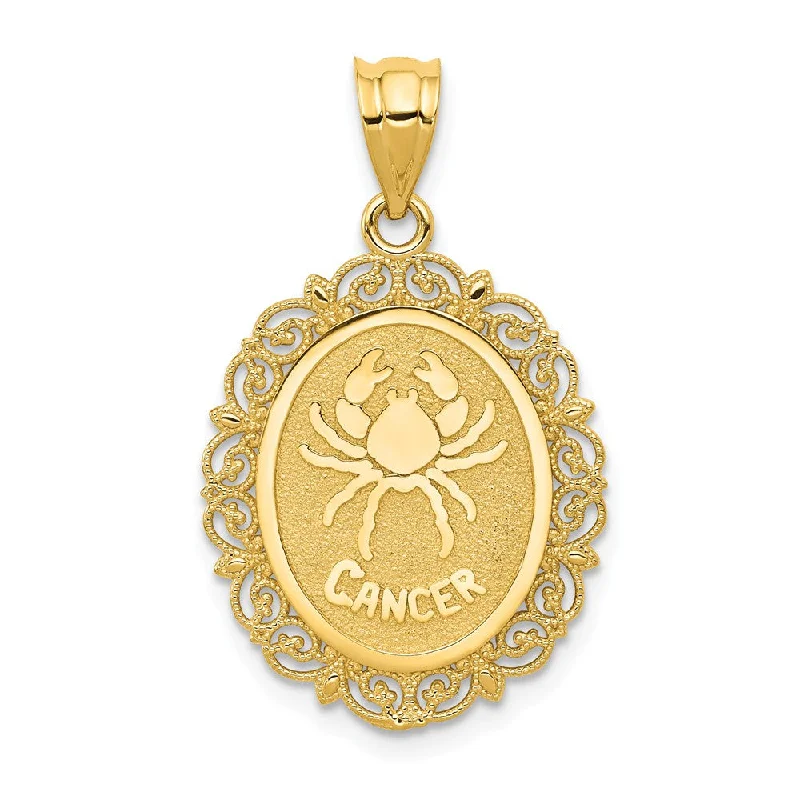 Coral - Trimmed Pendants with Seashell and Pearl AccentsCoral - Trimmed Pendants with Seashell and Pearl Accents14k Yellow Gold Filigree Oval Cancer the Crab Zodiac Pendant, 20mm