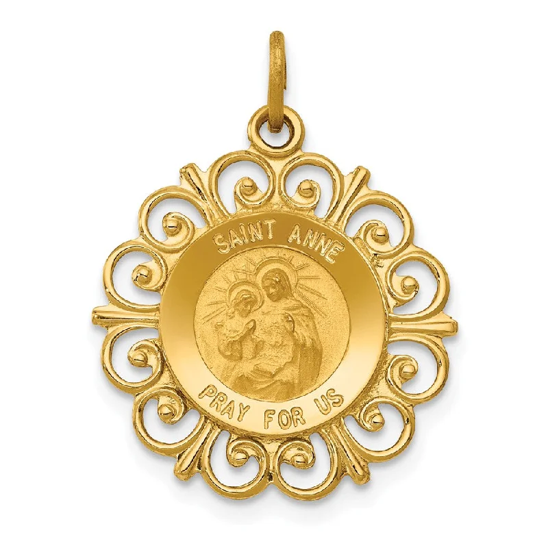 Bone - Carved Pendants with Tribal - Inspired SymbolsBone - Carved Pendants with Tribal - Inspired Symbols14k Yellow Gold Filigree St. Anne Medal Pendant, 19mm (3/4 Inch)