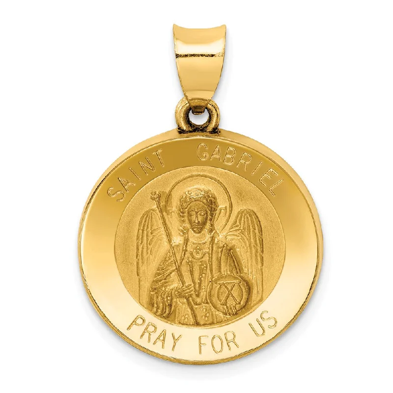 Sterling Silver Pendants with Hand - Engraved Family CrestsSterling Silver Pendants with Hand - Engraved Family Crests14k Yellow Gold Hollow St. Gabriel Medal Pendant, 19mm (3/4 Inch)