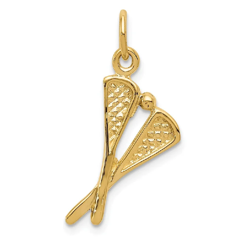 Crystal - Encrusted Pendants in the Shape of a CrownCrystal - Encrusted Pendants in the Shape of a Crown14k Yellow Gold Lacrosse Sticks Charm or Pendant