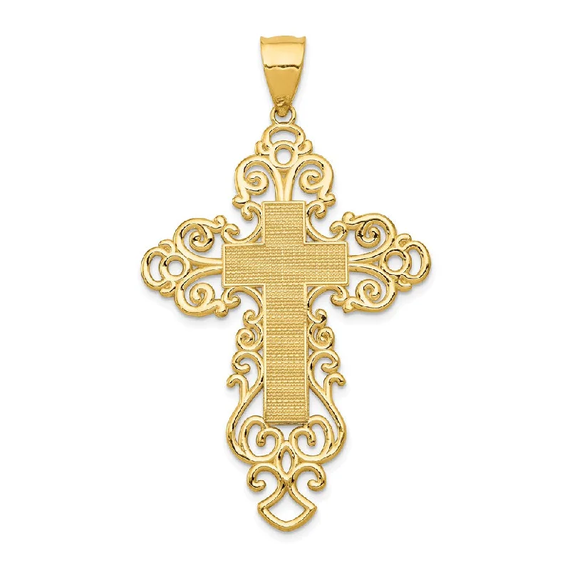 Resin Pendants with Encapsulated Butterfly WingsResin Pendants with Encapsulated Butterfly Wings14k Yellow Gold Large Fancy Filigree Bordered Cross Pendant, 31 x 52mm