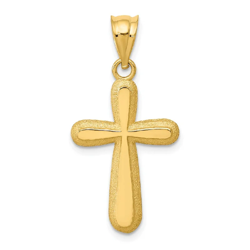 Coral - Trimmed Pendants with Seashell and Pearl AccentsCoral - Trimmed Pendants with Seashell and Pearl Accents14k Yellow Gold Polished & Textured Rounded Cross Pendant, 14 x 30mm