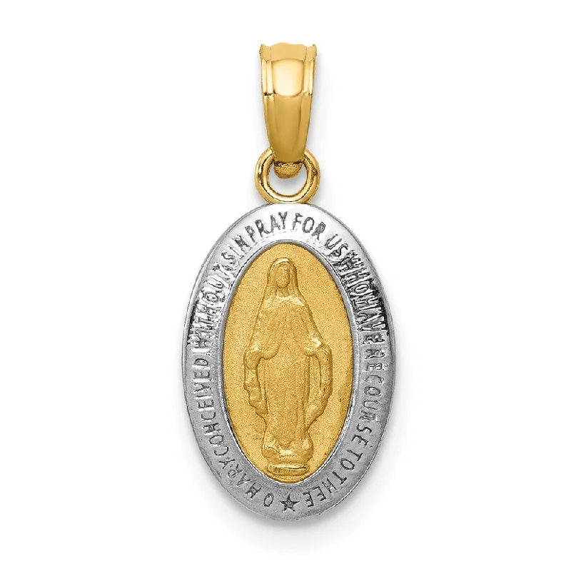 Stainless Steel Pendants with Laser - Etched Motivational QuotesStainless Steel Pendants with Laser - Etched Motivational Quotes14k Yellow Gold & Rhodium Small Oval Miraculous Medal Pendant, 8x19mm