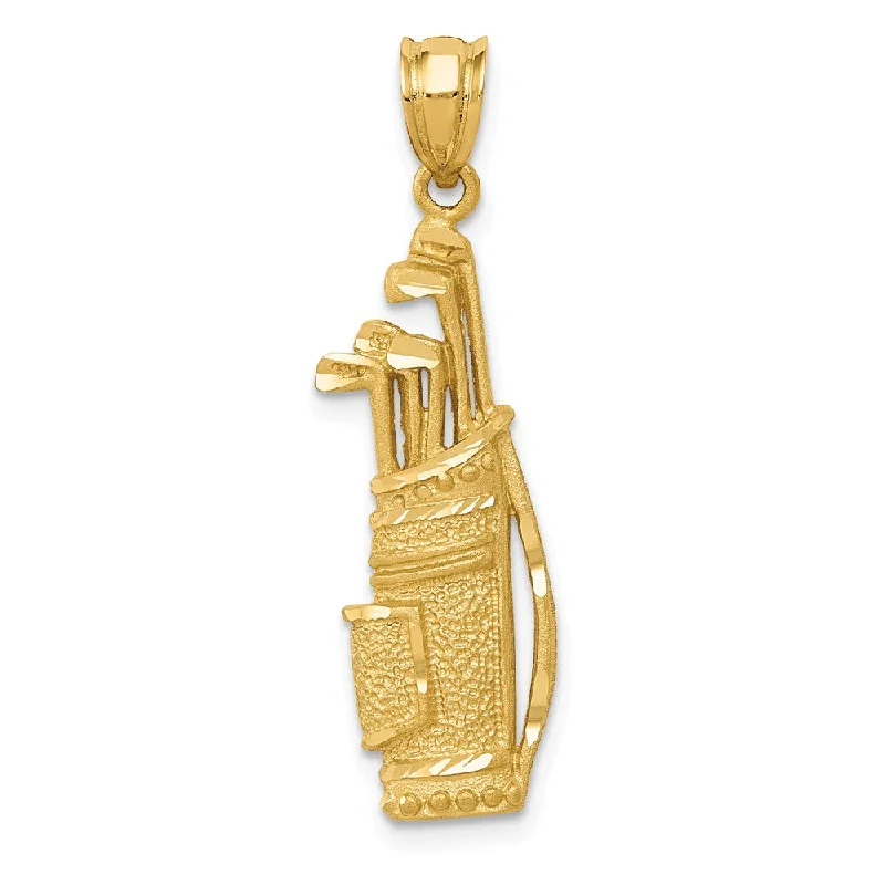 Stainless Steel Pendants with Laser - Etched Motivational QuotesStainless Steel Pendants with Laser - Etched Motivational Quotes14k Yellow Gold Satin and Diamond Cut Golf Bag with Clubs Pendant