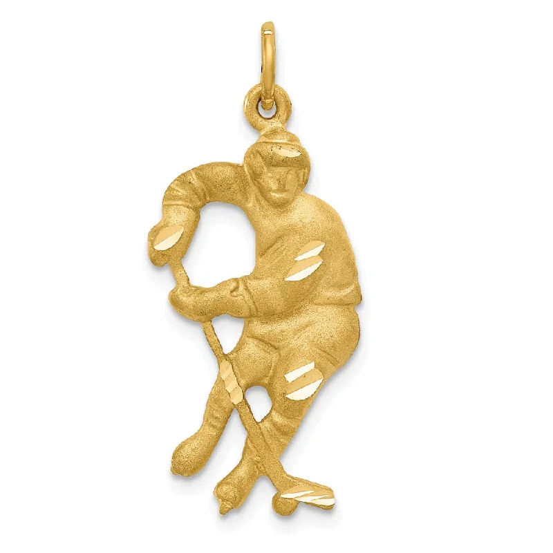 Sterling Silver Pendants with Hand - Engraved Family CrestsSterling Silver Pendants with Hand - Engraved Family Crests14k Yellow Gold Satin and Diamond Cut Hockey Player Pendant