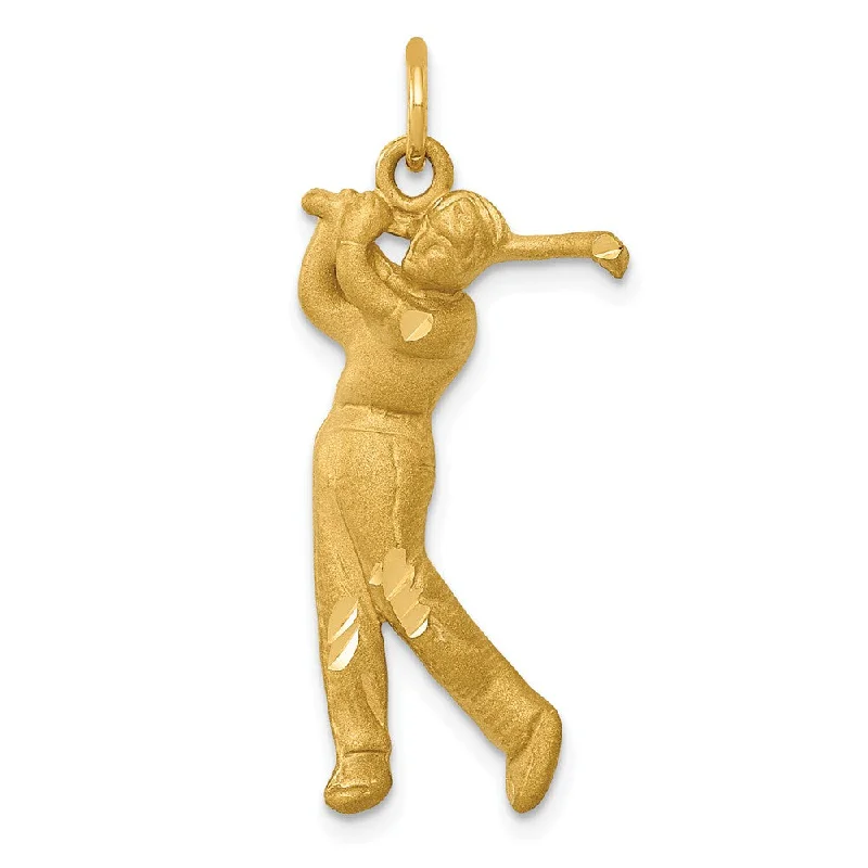 Gold - Plated Pendants with Enameled Floral BouquetsGold - Plated Pendants with Enameled Floral Bouquets14k Yellow Gold Satin and Diamond Cut Male Golfer Pendant