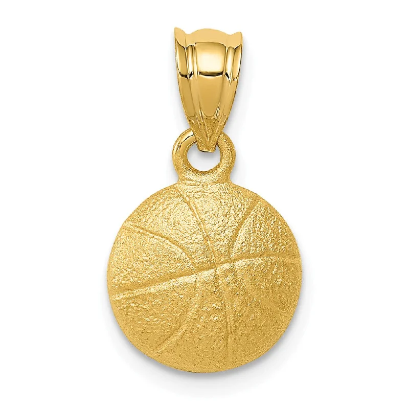 Hand - Carved Wooden Pendants with Folk - Art MotifsHand - Carved Wooden Pendants with Folk - Art Motifs14k Yellow Gold Satin Basketball Pendant, 10mm