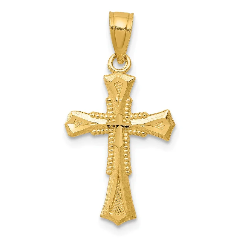 Leather - Wrapped Pendants with Brass Stud EmbellishmentsLeather - Wrapped Pendants with Brass Stud Embellishments14k Yellow Gold Small Diamond-cut Cross Pendant, 12 x 24mm