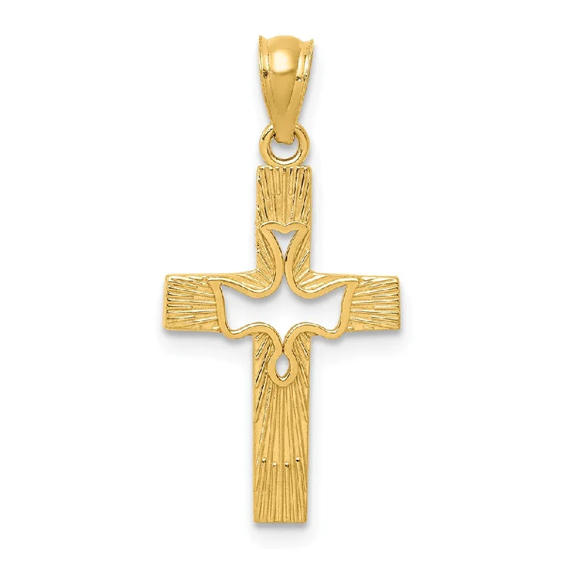 Gold - Plated Pendants with Enameled Floral BouquetsGold - Plated Pendants with Enameled Floral Bouquets14k Yellow Gold Small Dove Cross Pendant, 12 x 25mm